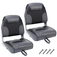 Garvee lot de 2 sièges de bateau pliants à dossier bas, mousse épaisse, PVC résistant, charnières aluminium, gris et noir