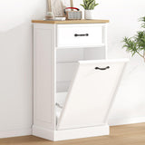 Garvee Meuble Poubelle Basculant 38 L Caché Anti-Animaux Pour Cuisine Et Salon Blanc Robuste - Meuble blanc avec plateau effet bois