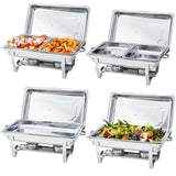 Garvee Lot de 4 chauffe-plats buffet 7.6 L en inox, ensemble complet pour maintien chaud ou froid, traiteur réception, argenté - Argenté