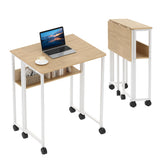 Garvee Bureau pliable à roulettes, compact (80cm), idéal pour le bureau à domicile et les études, structure en acier, noir