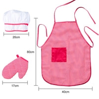 Ensemble de cuisine pour enfants Garvee, 11 pièces, avec toque et tablier de chef à rayures rouges pour jouer à la cuisine, lavable et sûr, rouge