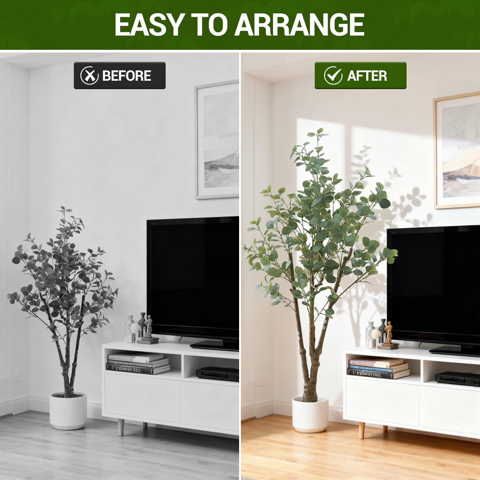 Arbre artificiel d'intérieur Garvee de 1,8 m, réaliste, facile à nettoyer, polyvalent, pour la décoration de bureaux et de fêtes, vert