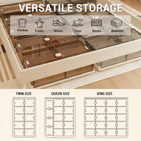 Boîtes de rangement Garvee en plastique transparent, à placer sous le lit, avec couvercles et roulettes, pour chambres et petits espaces. Pliables, empilables et anti-poussière.