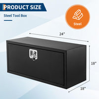 Coffre à outils Garvee en acier noir pour camion, acier de calibre 12, couvercle pneumatique, étanche, montage sur remorque, 24 x 18 x 18 pouces