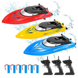 GARVEE Lot de 3 Bateaux Télécommandés 10 km/h – RC Haute Vitesse 2,4 GHz pour Enfants et Adultes, avec 6 Batteries Rechargeables, Idéal pour Piscine et Lac