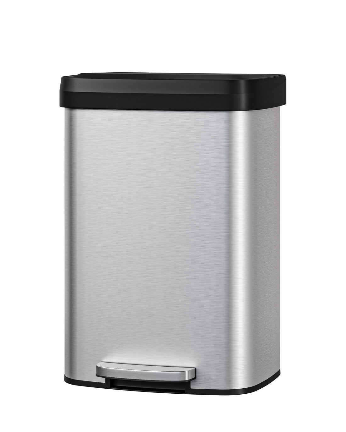 Poubelle Garvee 13 gallons en acier inoxydable avec couvercle, fermeture amortie, poignée ergonomique, argentée, pour îlot de cuisine, grande taille, antirouille