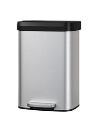 Poubelle Garvee 13 gallons en acier inoxydable avec couvercle, fermeture amortie, poignée ergonomique, argentée, pour îlot de cuisine, grande taille, antirouille