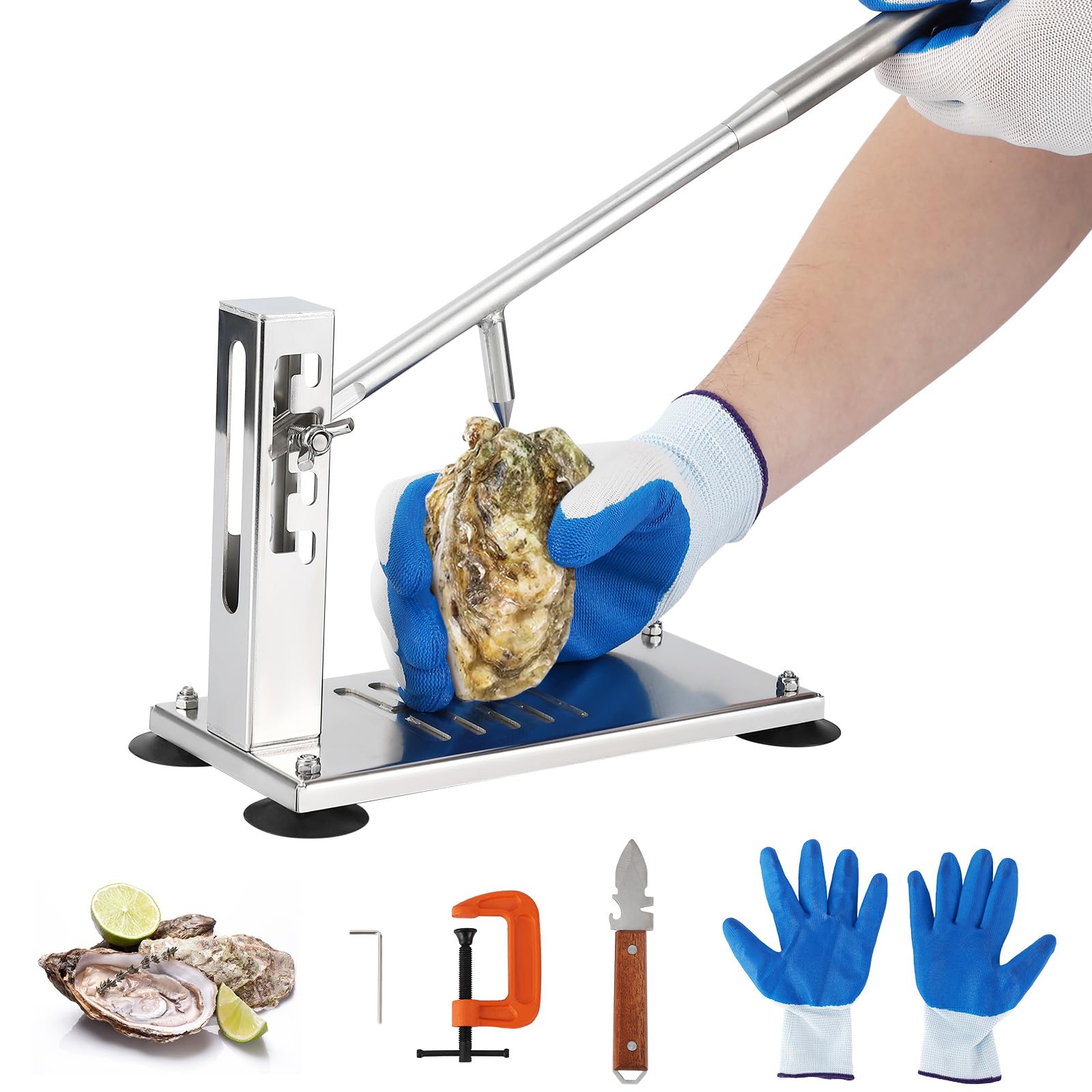 Couteau à huîtres Garvee, ouvre-huîtres professionnel en acier inoxydable, réglable, argenté, idéal pour les restaurants et la maison.