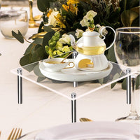 Garvee Taartstandaard Acryl 30 cm avec pieds en métal, carré transparent pour mariage, anniversaire, baby shower