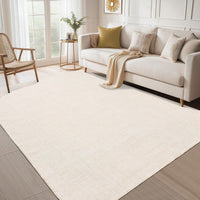Garvee Tapis Lavable 240 × 300 cm en Polyester, Antidérapant et Antitache, à Poils Courts, Beige, pour Salon et Salle à Manger