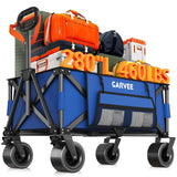 Garvee Chariot de Plage Pliable Tout-Terrain 280 L, Chariot de Jardin Grande Capacité, Acier Renforcé, Roues avec Frein, Charge 210 kg, Bleu - Bleu