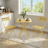 Garvee Salon de Jardin 3 Pièces, Ensemble Table et 2 Chaises Pliantes, Compact et Durable, Jaune, Idéal pour Balcon et Jardin - Jaune