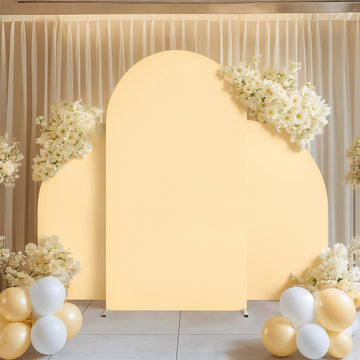 Garvee Ensemble de 3 pièces de haute qualité pour arche de mariage, toile de fond élastique et pliable double face, idéale pour mariage, baby shower et anniversaire. Dimensions : 1,5 m, 2,2 m et 1,5 m.