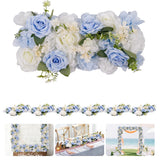 Garvee guirlande de fleurs artificielles, lot de 6, fleurs en soie réalistes, cadre flexible, mariage et fête, 50 × 20 cm - Bleu et blanc