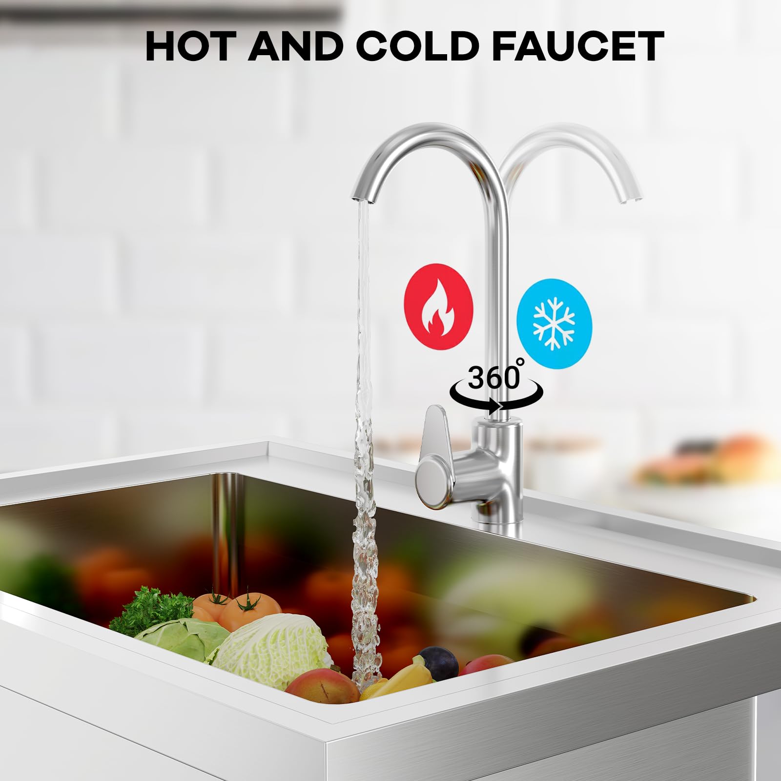 Robinet pivotant à 360 degrés avec eau chaude et froide