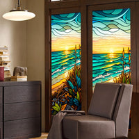 Film pour fenêtre PVC Garvee 60x100cm, motif coucher de soleil en bord de mer, protection UV, isolation thermique, coloré, pour fenêtres résidentielles et de bureaux