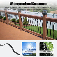 Balustres de terrasse GARVEE, lot de 50 barreaux en aluminium, forme ondulée, 82 cm x 2,5 cm, avec vis, pour escaliers et rampes de terrasse, noir mat