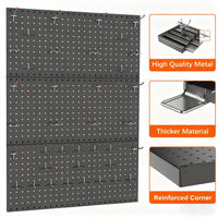 Ensemble de 3 panneaux perforés métalliques Garvee 12x24" à fixation murale, en acier revêtu de poudre résistant aux rayures, pour atelier ou cuisine.