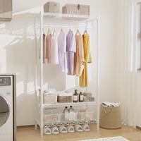 Portant à vêtements robuste Garvee avec étagères, réglable, en métal antirouille, capacité de charge de 300 kg, pour chambre et buanderie, blanc, 90 cm (L) x 45 cm (P) x 175 cm (H)