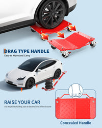 Ensemble de chariots pour roues de voiture Garvee, 2 pièces, capacité de charge de 1360 kg, plateforme en V, acier, 4 roulettes pivotantes, pour voitures et motos