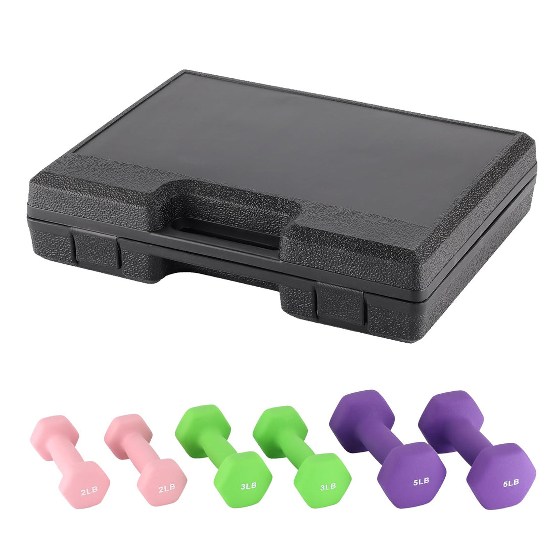 Haltères Garvee en néoprène, 1 à 3 lb, revêtement PVC antidérapant, forme hexagonale, noyau en fer, multicolores, idéales pour la musculation à domicile.