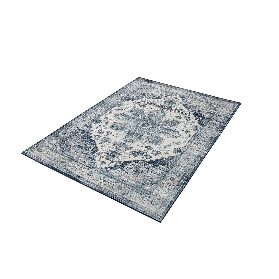 Tapis oriental vintage Garvee, lavable, antidérapant, velours de haute qualité, bleu, 160 x 230 cm, salon, bureau