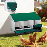 Garvee Nichoir pour Poules 3 Compartiments, Métal Galvanisé au Zinc avec Poignée en Plastique, Résistant pour Poulailler et Ferme, Vert