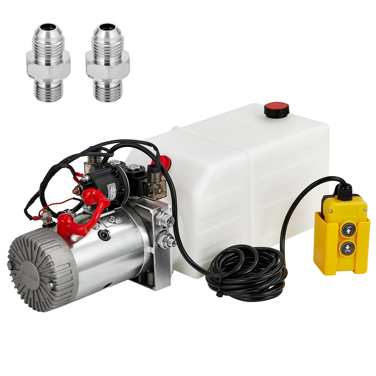 Groupe hydraulique double effet Garvee 12 V – Réservoir en plastique de 6 L, démarrage rapide et résistant à la corrosion pour remorques et plateformes élévatrices