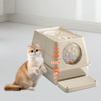 Bac à litière pour chat Garvee en acier inoxydable avec couvercle, extra large, double entrée, robuste, 60 x 40 x 39 cm, argent