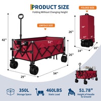 Chariot de plage pliable Garvee avec roues tout-terrain, 18 cm, cadre en acier, capacité de charge de 159 kg, porte-gobelet, 137 x 73 x 107 cm, plage et extérieur, pliable, bleu