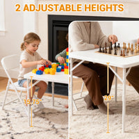 Table carrée pliante Garvee 86 cm (34 po) - Portable et multifonctionnelle - Plateau en plastique, structure en métal - Idéale pour le camping, les pique-niques, le bureau et les fêtes - Blanche