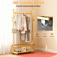 Portant à vêtements roulant Garvee avec structure en métal, roulettes pivotantes à 360°, grand panier pour chambres et boutiques, robuste et polyvalent, noir, hauteur 175 cm (68,9 pouces).