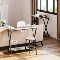 Console étroite Garvee, 2 niveaux, style industriel, bois MDF et métal, pour salon et entrée, 85 cm (L) x 30 cm (l) x 81 cm (H), noire