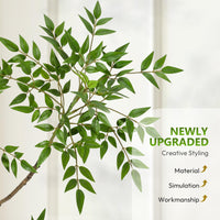 Plante artificielle Nandina Garvee de 1,80 m avec pot en céramique blanche, idéale pour le bureau et le salon. Réaliste, facile d'entretien et durable.