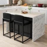 Garvee Ensemble de 2 tabourets de bar, rembourrés avec dossier, pour cuisine et bar, 61 cm (61 cm), noirs - Noir