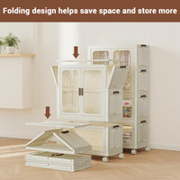 Armoire portable Garvee à 4 niveaux pour enfants avec portes, tringle à vêtements en plastique et 10 cintres pour chambre et salle de jeux
