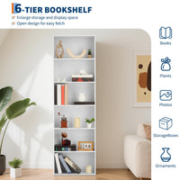 Garvee étagère industrielle à 6 niveaux, blanc, pour salon et bureau, 182 cm de hauteur, bois rustique, capacité de 113 kg, sûre et polyvalente