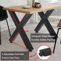 Garvee Pieds de meuble en métal noir forme X 41 cm, support jusqu’à 399 kg, patins réglables antidérapants, pour tables, bancs et projets DIY