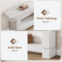 Garvee Table Console 160 cm en Bois Massif avec 2 Étagères, Style Maison de Campagne, pour Salon et Entrée, Blanc