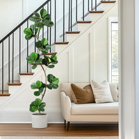 Garvee Ficus Lyrata Artificiel 213 cm, Arbre Décoratif en Forme de S avec Tronc Réaliste et Pot, pour Salon et Bureau