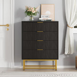Garvee commode à 4 tiroirs avec pieds en métal pour le salon et la chambre, 81 cm, tiroirs en tissu - 30 cm