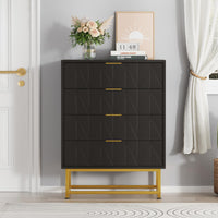 Garvee commode à 4 tiroirs avec pieds en métal pour le salon et la chambre, 81 cm, tiroirs en tissu