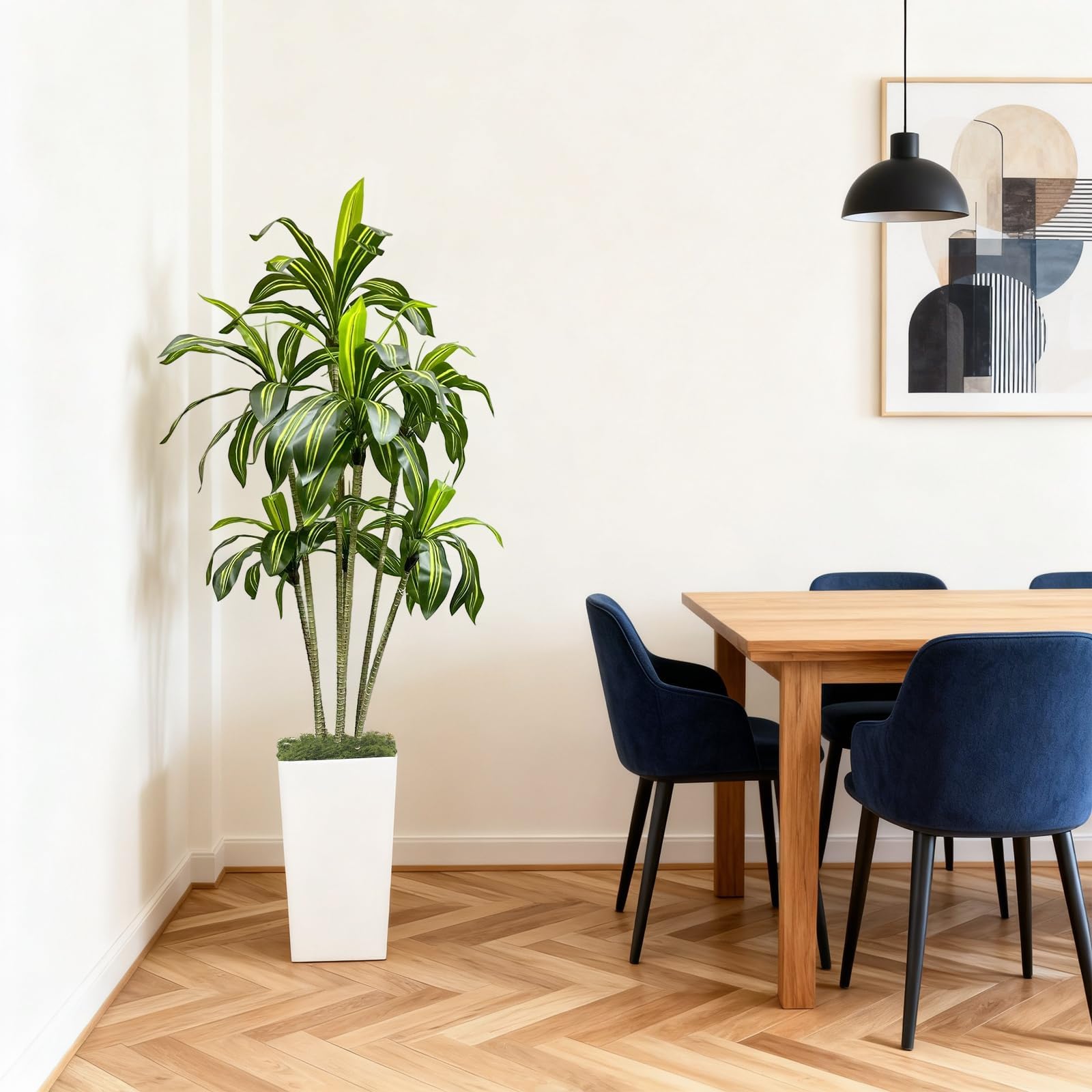 Arbre dragon artificiel Garvee de 180 cm avec pot de fleurs blanc pour salon, balcon ou bureau. Plante tropicale en plastique, réaliste et ajustable.