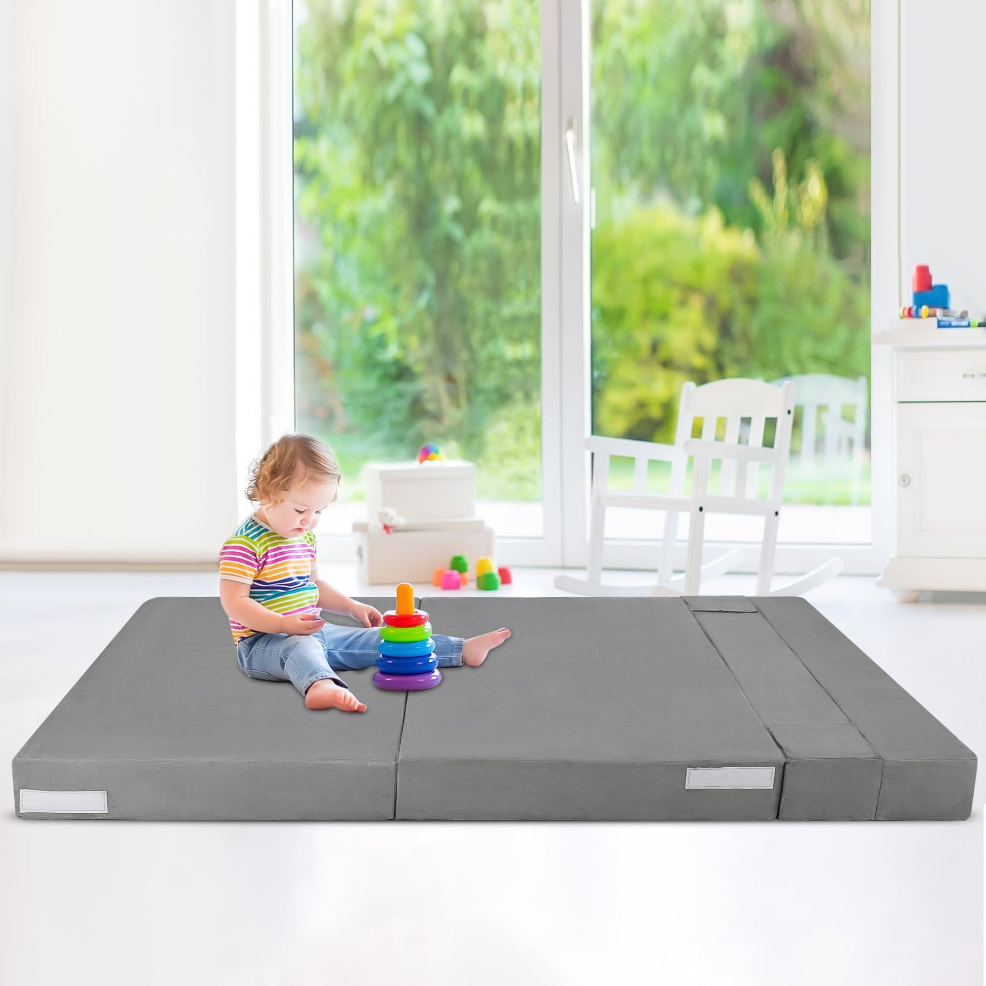 Canapé-lit pliable Garvee avec coussins en mousse à mémoire de forme, ergonomique et polyvalent pour le salon et le bureau, 203 x 152 x 15 cm, gris