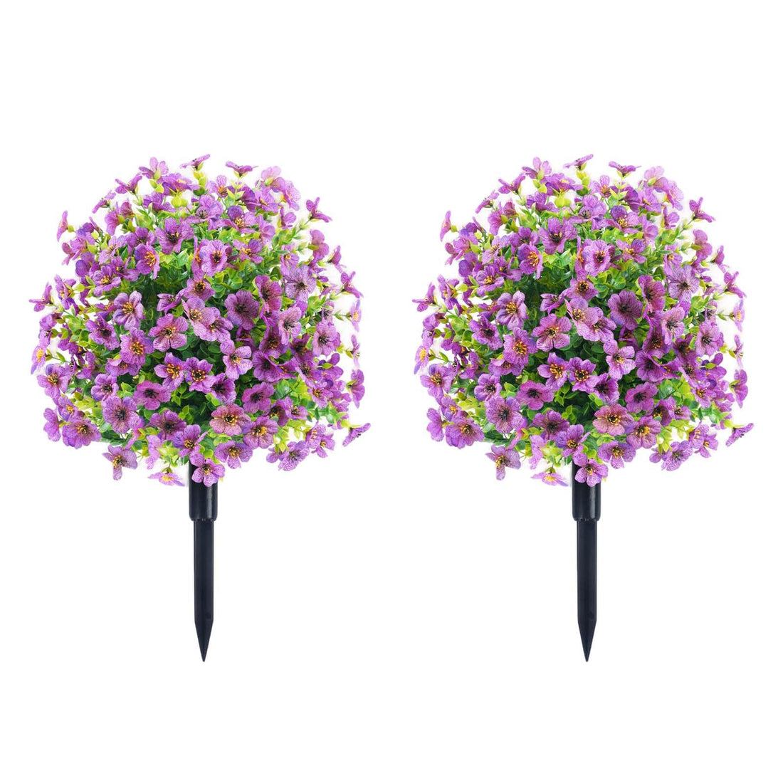 Arbre artificiel en buis Garvee avec piquet de fixation, lot de 2, décoration de jardin violette, 60 cm, résistant aux UV, pour usage extérieur