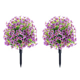 Arbre artificiel en buis Garvee avec piquet de fixation, lot de 2, décoration de jardin violette, 60 cm, résistant aux UV, pour usage extérieur
