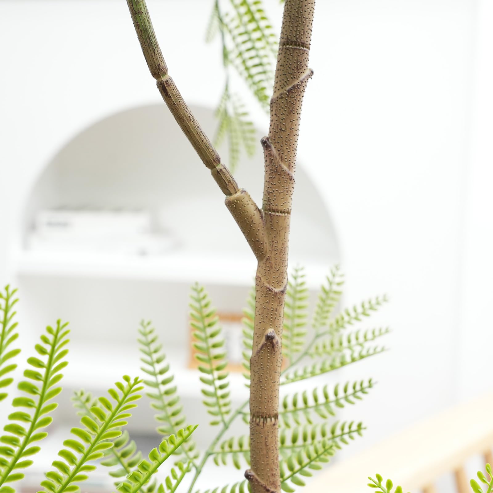 Jacaranda artificiel Garvee, lot de 2, 2 m (6,6 pi) avec feuilles réalistes, idéal pour le bureau et le salon. Entretien facile. Couleur verte.
