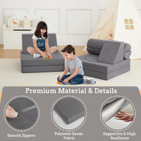 Canapé de jeu modulaire Garvee 10 pièces pour enfants, canapé convertible en mousse, microfibre de luxe, gris foncé, pour des jeux créatifs dans la chambre d'enfant