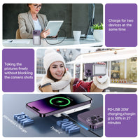 Garvee Chargeur portable sans fil 10 000 mAh, magnétique, charge rapide PD 20 W, support en métal léger, compatible avec iPhone 12-15, idéal pour les voyages.