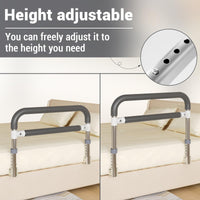 Barrière de lit Garvee pour seniors, réglable en hauteur, gris et blanc, 64 x 55 x 36,5 à 43,5 cm, protection antichute, robuste et sûre